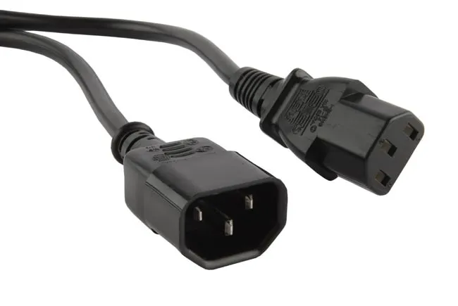 Hyperline PWC-IEC13-IEC14-1.0-BK Кабель питания IEC 320 C13 - IEC320 C14 (3x0.75), 10A, прямая вилка, 1 м, цвет чёрный