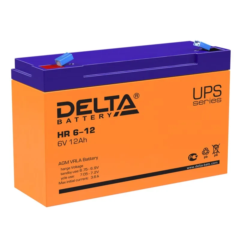 Delta HR 6-12 Аккумуляторная батарея (6В, 12Ач)