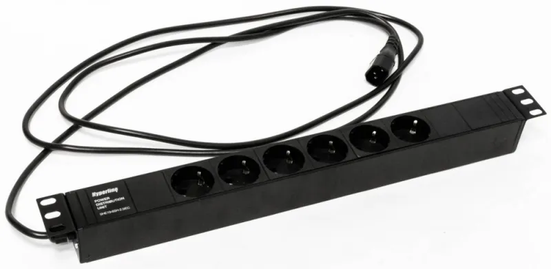 Hyperline SHE19-6SH-2.5IEC Блок розеток для 19"шкафов, 6 роз.Schuko (10A)